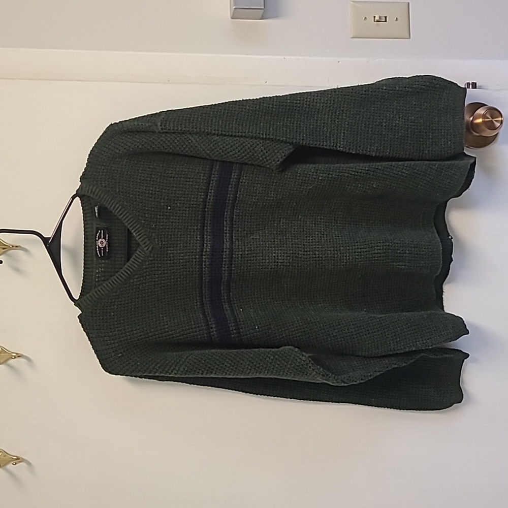 American Eagle Large, Green with blue stripe sweater
